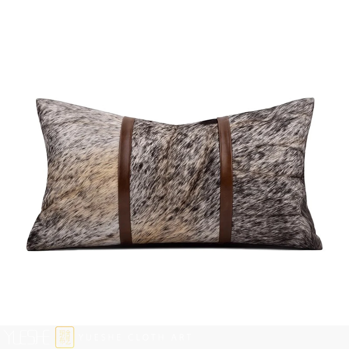 Light luxury pillow sofa living room French retro high-end brown coffee gray natural horsehair splicing waist pillow