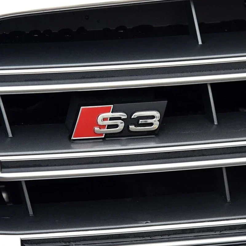 ABS Car Front Grille Emblem Badge Decoration for Audi Sline S2 S3 S4 S5 S7 S6 S8 RS3 RS4 RS5 SQ5 SQ7 A1 A4 A6 Q4 Quattro TTS