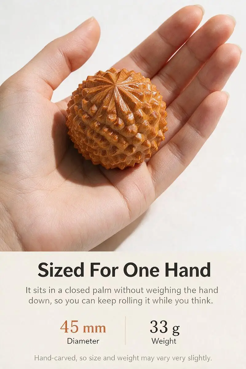 2PC Thuja Holz Hand Massage Ball Durian Fitness Handball Hand Ausübung Yoga Meditation Therapie Stress Druckentlastung Werkzeug – Detail 1