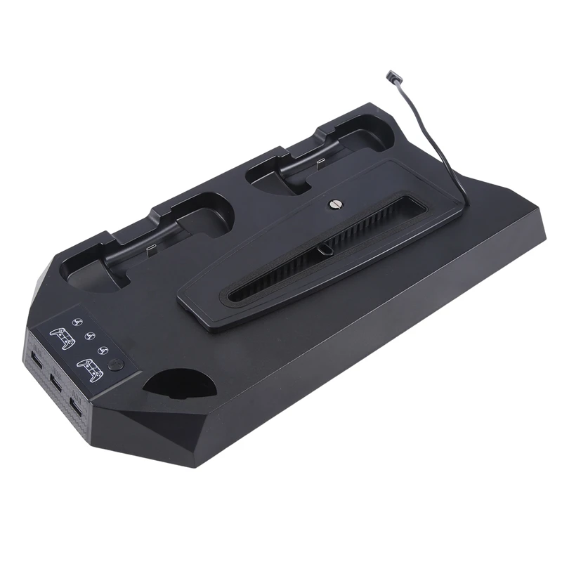 حامل تبريد PS5 Slim/PS5 لقاعدة مروحة DE/UHD، وحدة تحكم رفيعة للغاية متعددة الوظائف، حامل شحن مباشر متين، أسود