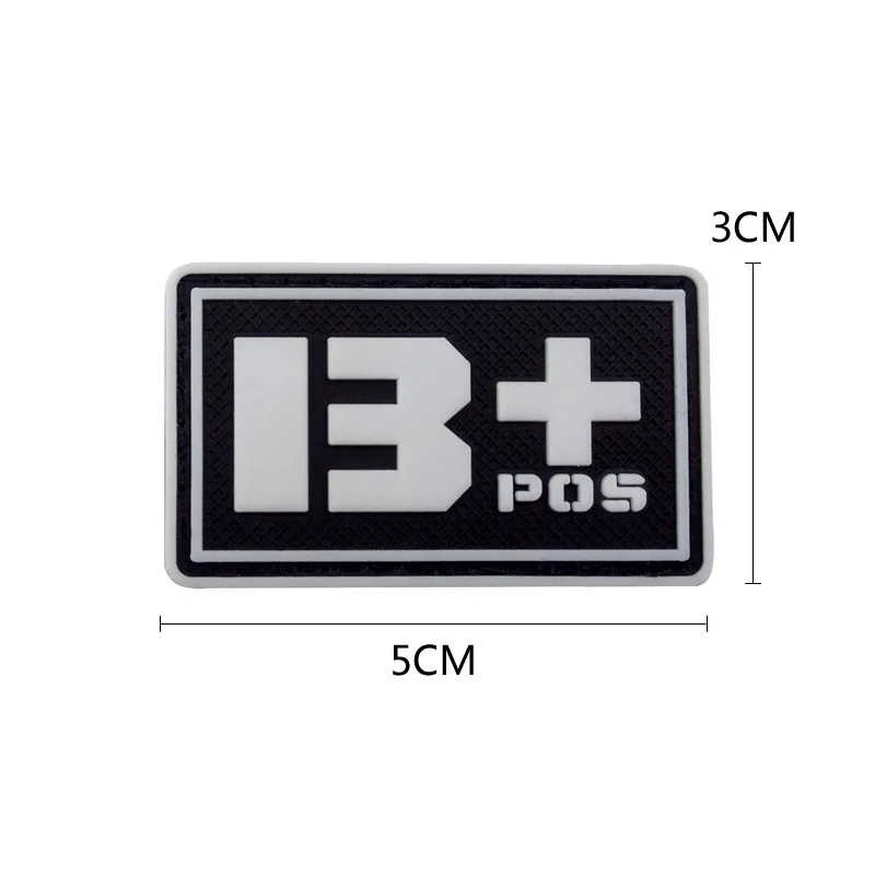 PVC Glow-in-the-dark Blood Group Badge Identification Drip Sticker Badge Military Patch for Clothing Sewing Patches on Clothes