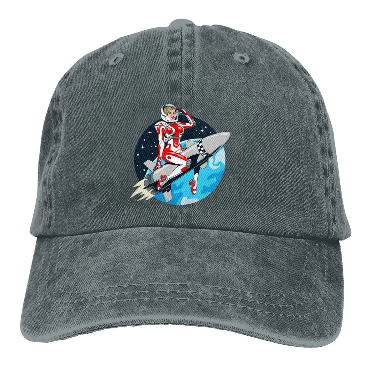 Rocket Space Astronaut Baseball Caps Peaked Cap Pin Up Girl Sun Shade Hats for Men