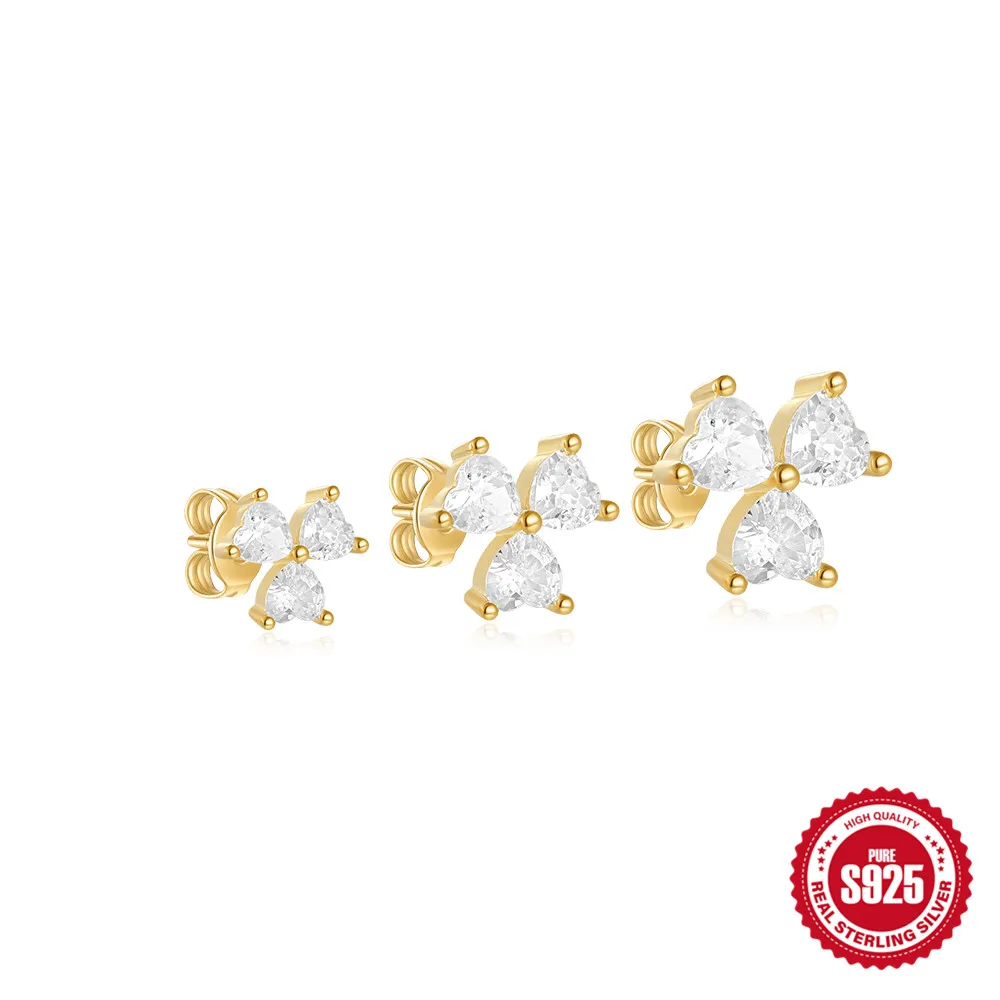 CANNER-Ensemble de boucles d'oreilles en argent regardé 925 pour femme, bijoux simples, clous, Everver, Golden Coussins, 3 pièces