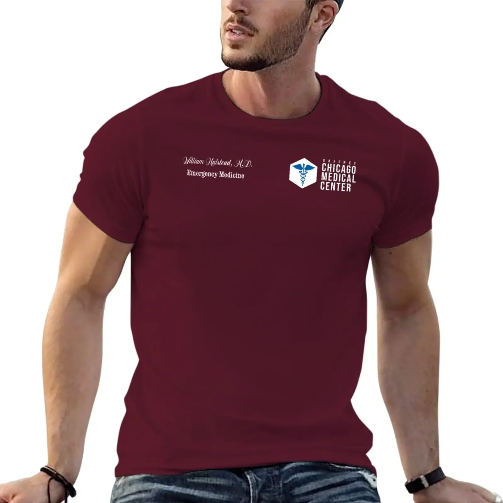 sublime cute clothes Men's t shirts CHICAGO MED - WILL HALSTEAD - SCRUBS - EMERGENCY MEDICINE Classic  men clothing