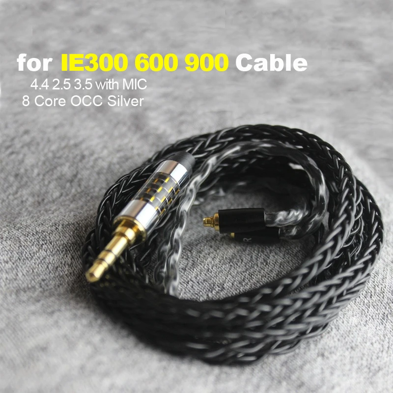 for IE900 IE300 IE600 IE200 Earphones Cable with MIC OCC Silver Plated Upgrade 2.5 4.4 Balance