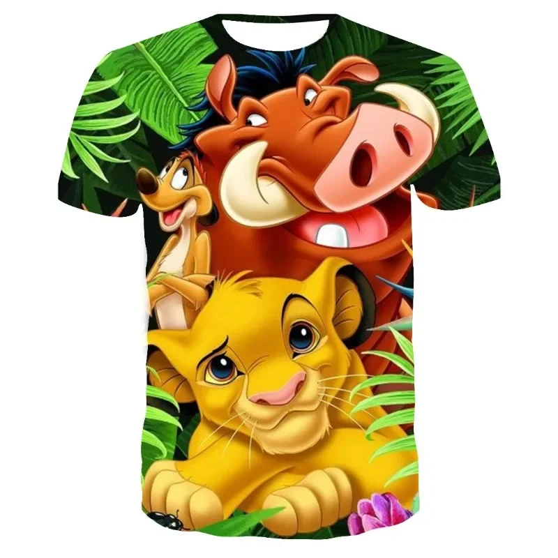 T-shirt à Manches Courtes pour Enfant Garçon et Fille, Vêtement Décontracté, Imprimé en 3D, Disney, Simba, Le dérivDiscutant, Été 2024