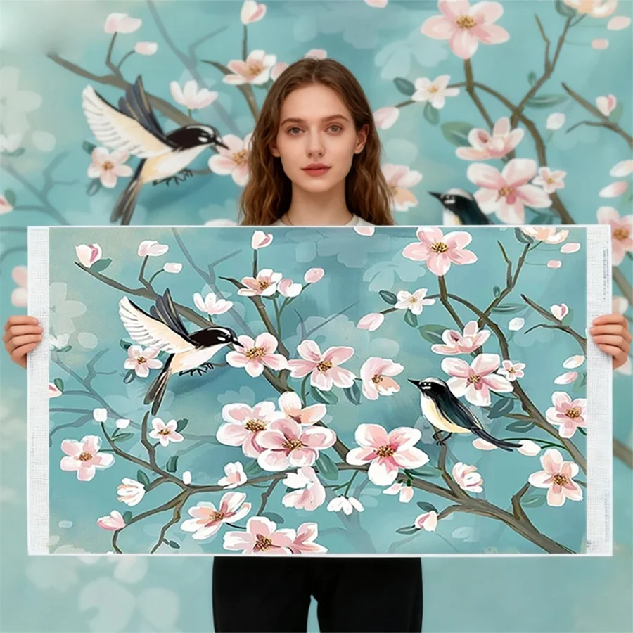 

Набор для вышивания крестиком 2026: Животные, птицы, цветы на холсте. Полный комплект для рукоделия, шитья и декора комнаты. Оптом.