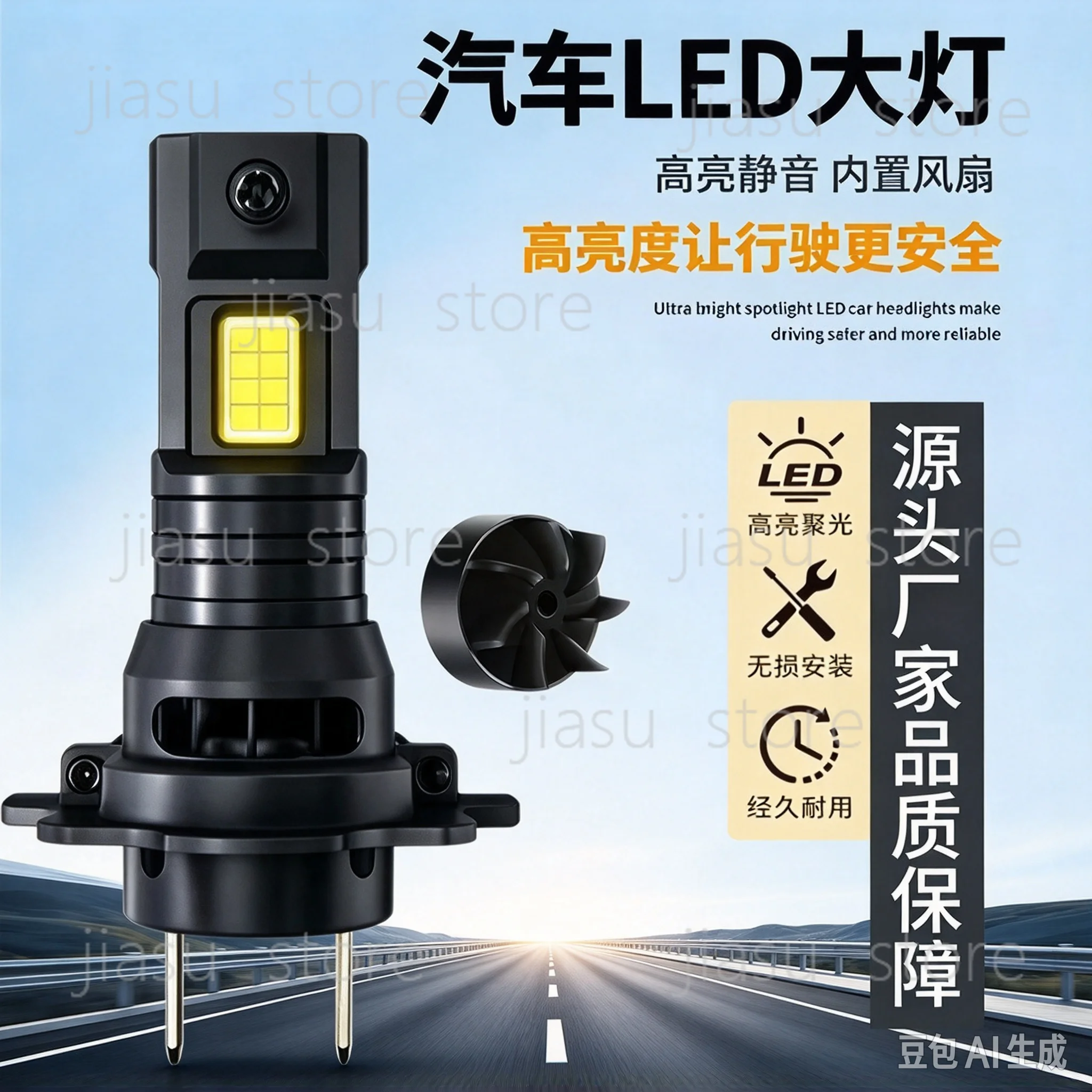 LED Car Bulb H4 H7 3570 High Power, High Low Beam Integrated Headlight, Bright Focused Auto Headlight Fog Light