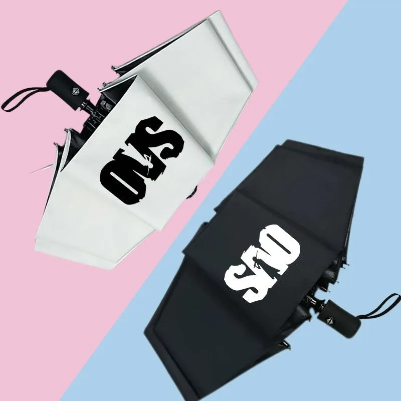 

Мастера меча онлайн Черно-белый, Sword Art Online, популярный, аниме, ветрозащитный, сильная защита от ультрафиолета, компактный зонт с автоматическим дождевым путешествием для женщин и мужчин