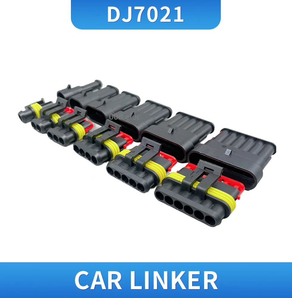 2set-5sets Kit 2 Pin 1/2/3/4/5/6 Pins Way AMP Super Seal Waterproof Electrical Wire Connector Plug for Car Waterproof Connector