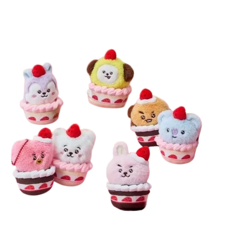 Cute Cupcake‑Shaped Plush Keychain, Kawaii Mini Animal Stuffed Doll, Soft Fluffy Bag Pendant Backpack Decor Gift