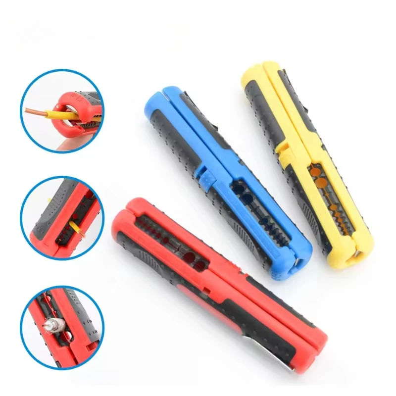 Portable Multifunctional Wire Stripper Cutter with Anti-Skid Handle Pen Clip Design for Electrical Network Cables