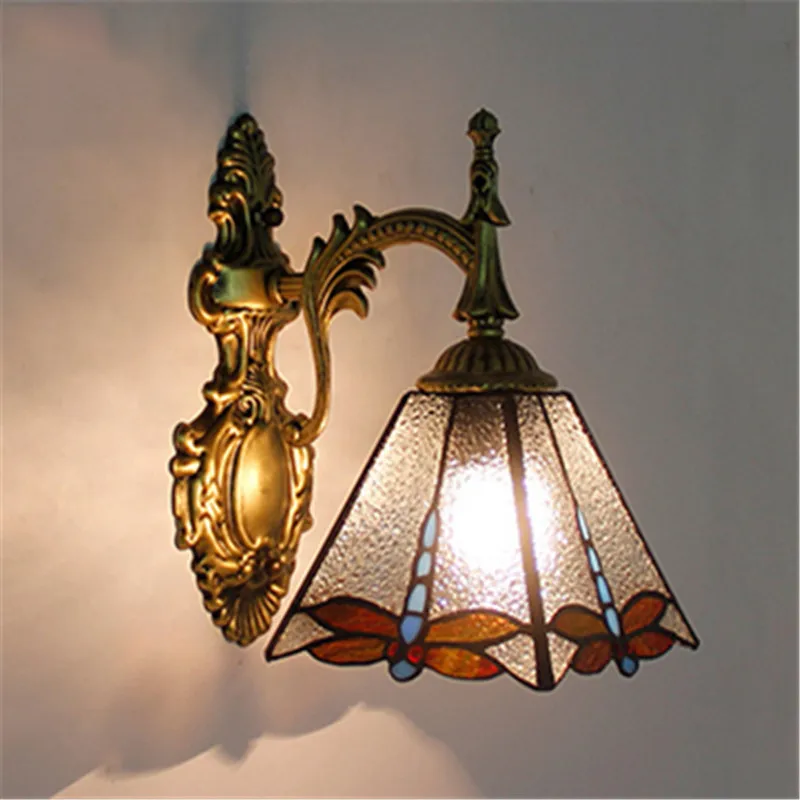 Turkish flower wall light Baroque Stained Glass Lampshade tiffany lamp Pyramid Art Bedside Lighting  bedroom decorations light image 5