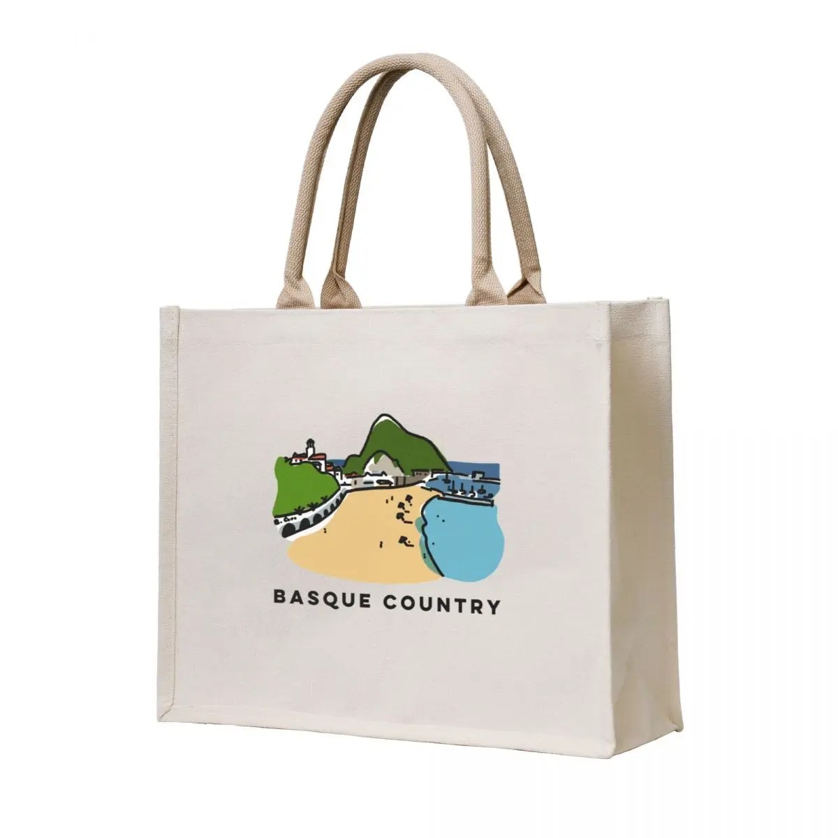 

Basque Country Guetaria Beach drawing Tote Bag Canvas shopper bags sacs de shopping