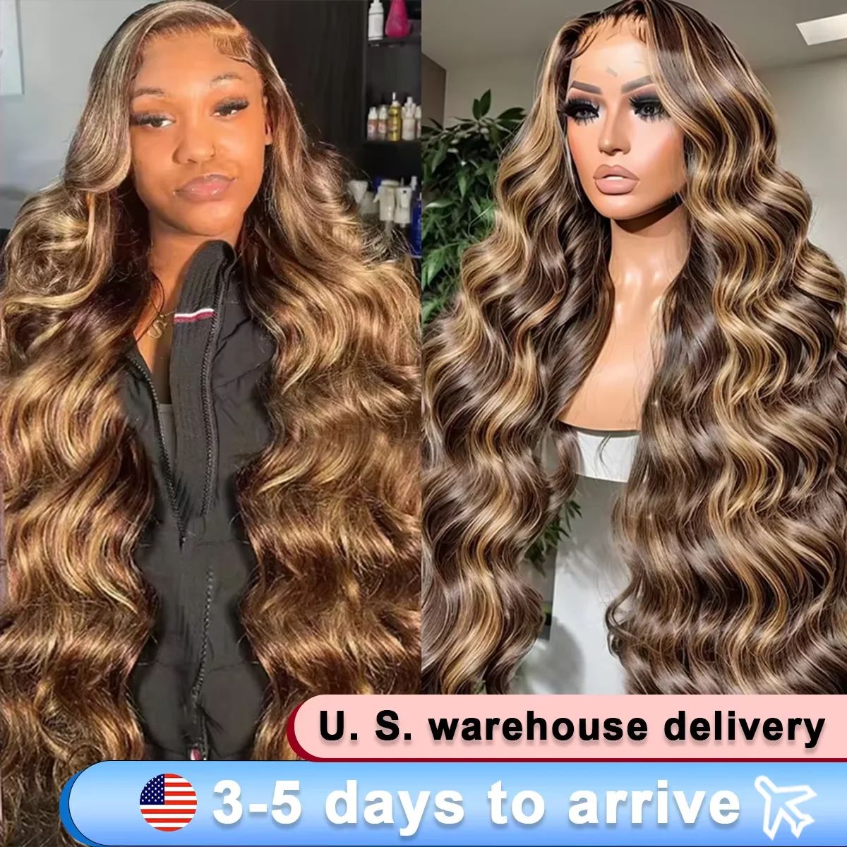 

Highlight Ombre Bown 250 Density 13x4 HD Lace Front Wig 30 Inch Body Wave Peruvian HD Lace Frontal Human Hair Wig For Women
