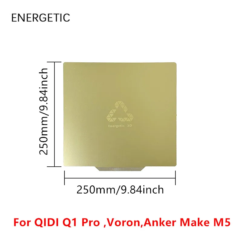 

ENERGETIC For QIDI Q1 Pro PEI Sheet 250x250mm Smooth PEI Spring Steel Build Plate for Make M5,Voron 3D Printer