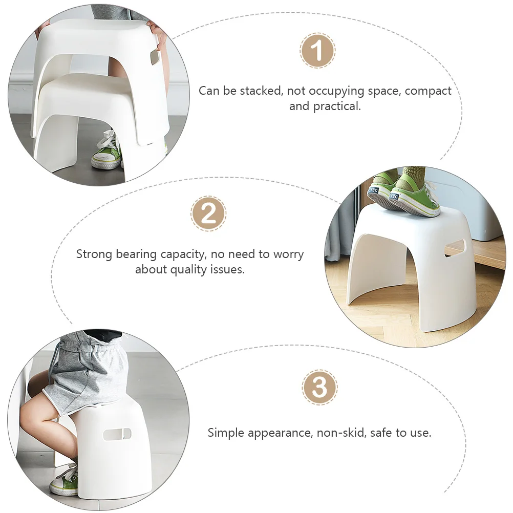 

Plastic Non-Skid Stool For Kids Home Children Stackable Simple Seat Strong Bearing Capacity Space-Saving Living Room Use Nordic