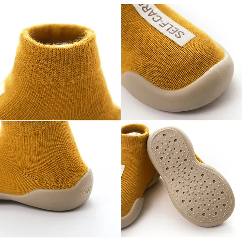 Unisex Baby First Walker Anti-slip Shoes - Black Knit Booties