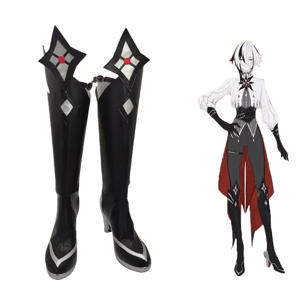 Games Genshin Impact Cosplay Shoes The Knave Arlecchino Booties Anime Character Accessories High Heeled Boots Halloween Prop