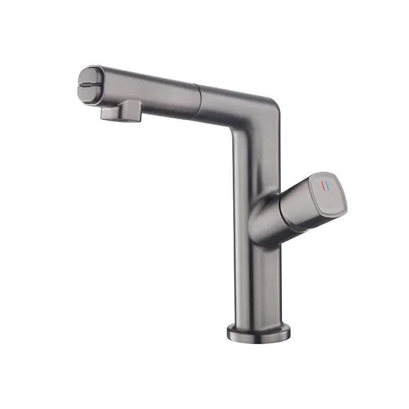 

Hot and cold faucet Pull-out bathroom basin faucet Gun ash washstand faucets Heating and cooling kitchen basin faucets