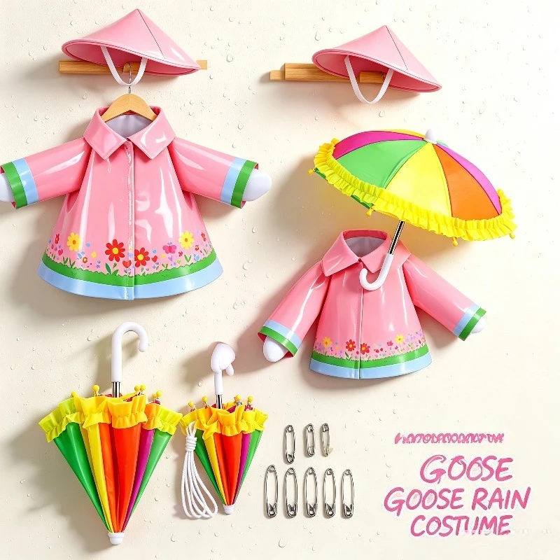 23 Inch Porch Goose Raincoat Set Waterproof Easy to Put On Summer Attire for Garden and Lawn Display