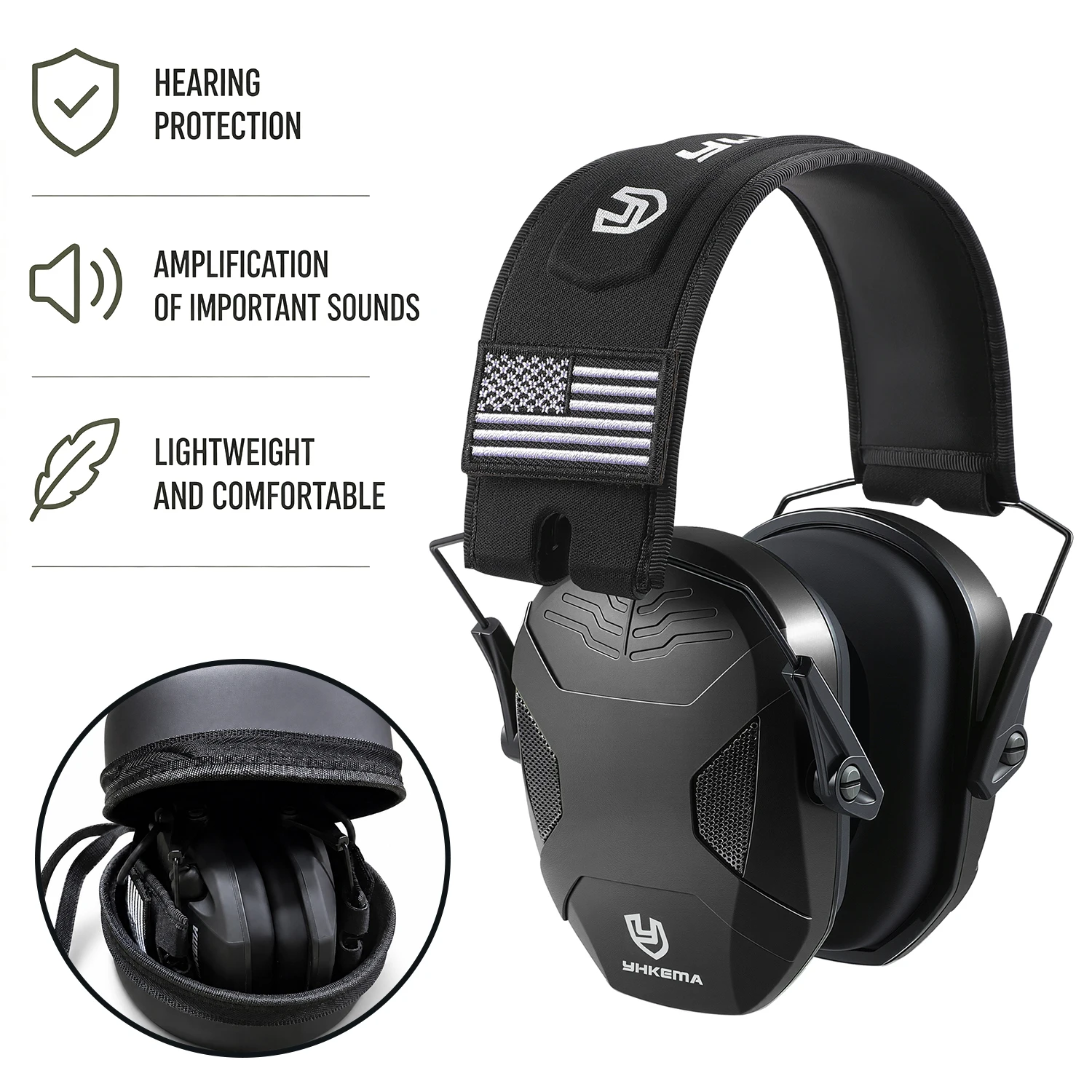Safety Shooting Hearing Protections Earmuffs For Tactical Hunting P 40 Noise Reduction Soundproof Ear Defender with case