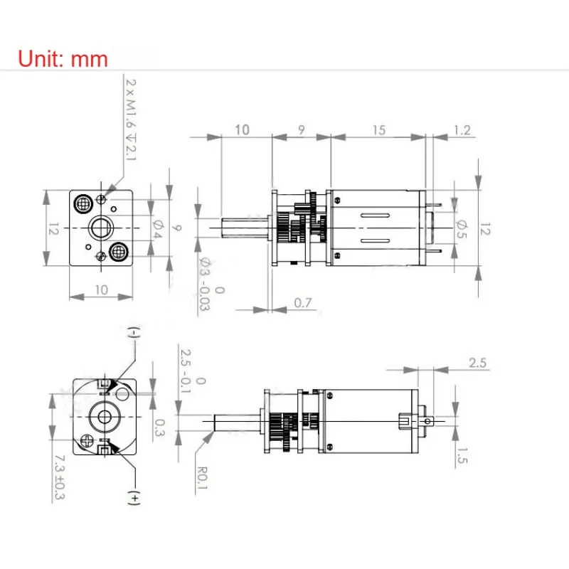 GA12-N20 DC 3V 6V 12V micromotor All-metal gearbox gear reduction motor 15rpm 30rpm 50rpm 60rpm 200rpm 300rpm 500rpm 1000 rpm.