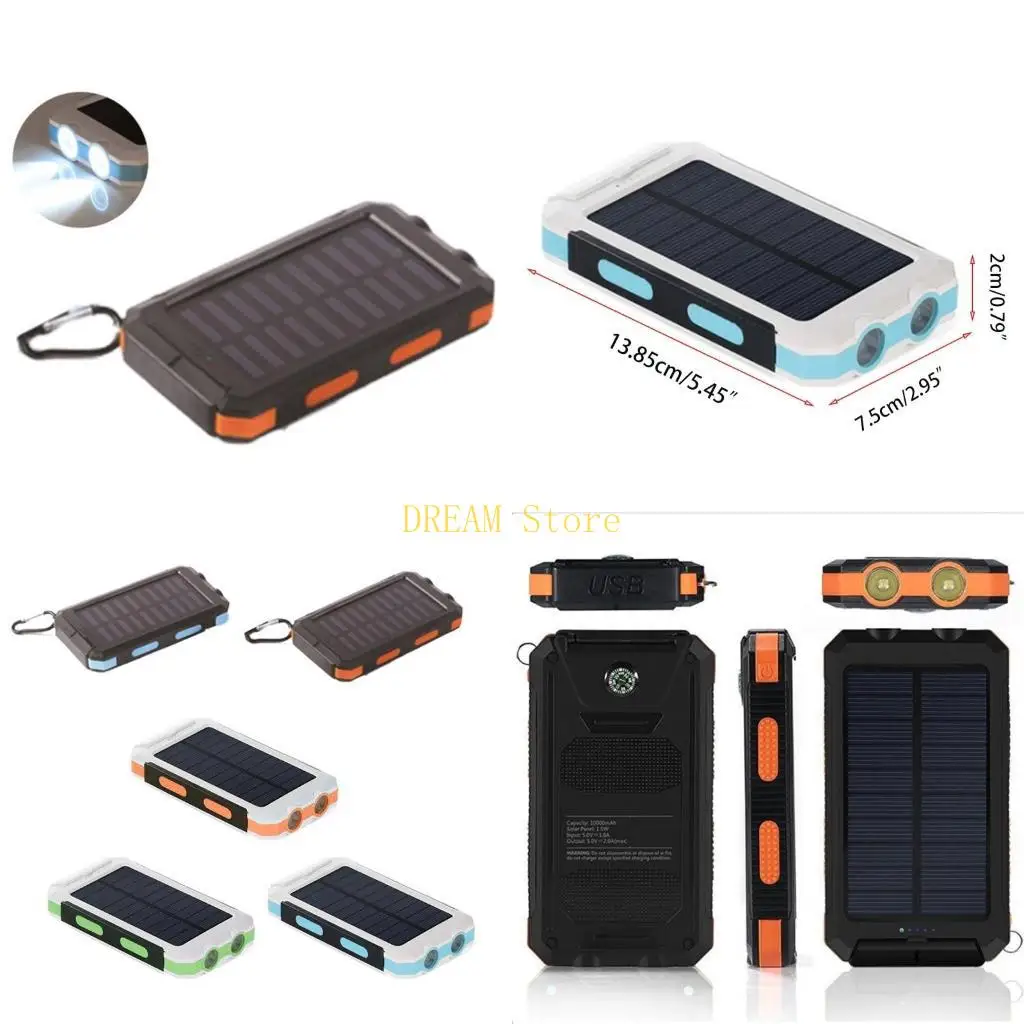 Universal for Phone Tablet Portable Solar Panel for w/ Dual LED Flashlights Lightweight 20000mAh Char best sale