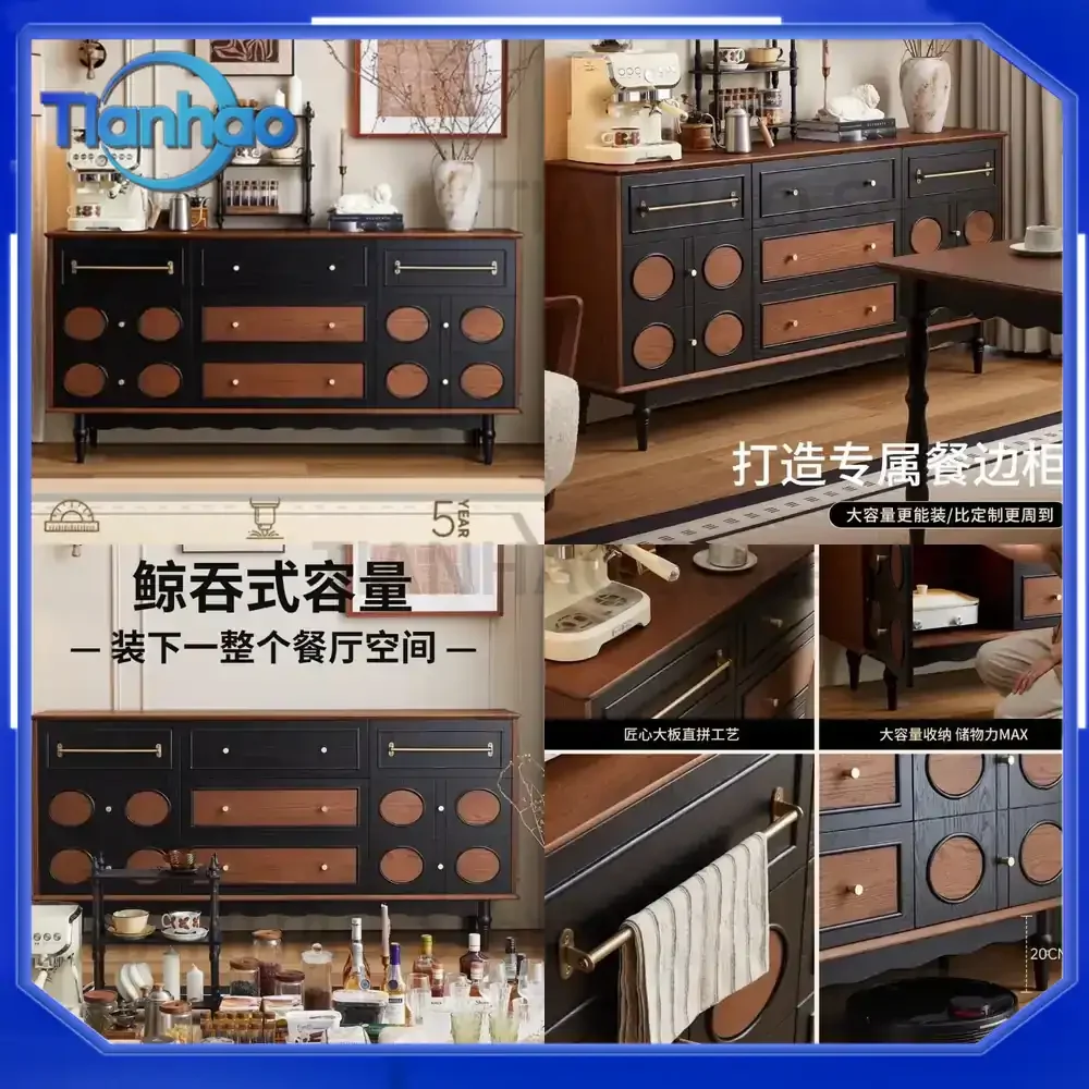 Integrated Wall-Mounted Tea Side Cabinet for Small Apartments and Restaurants Retro Storage Cabinet