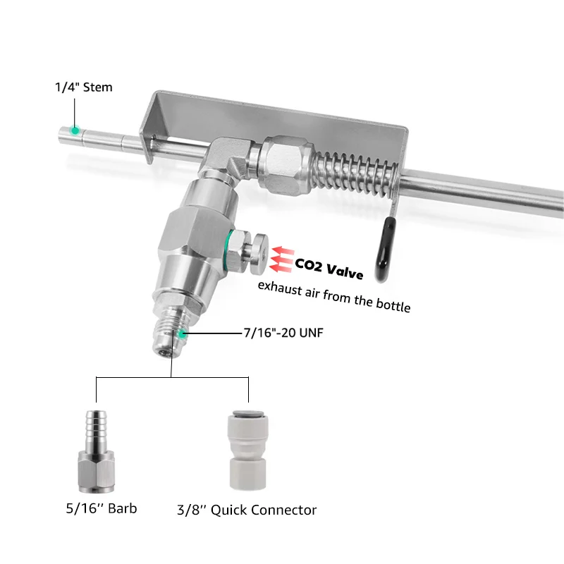 ELECQUEEN Beer Gun Bottle Filler with push-fit Quick Fitting,ALL 304 Stainless Steel Structure,Homebrew Simple Beer Bottling Kit view 3