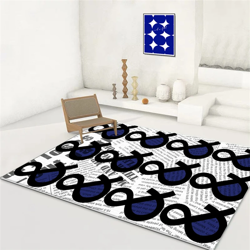 Bubble Kiss Trend Symbol Klein Blue Living Room Carpets Home Decoration Thick Rug for Bedroom Non-slip Soft Carpet Bedside Mat