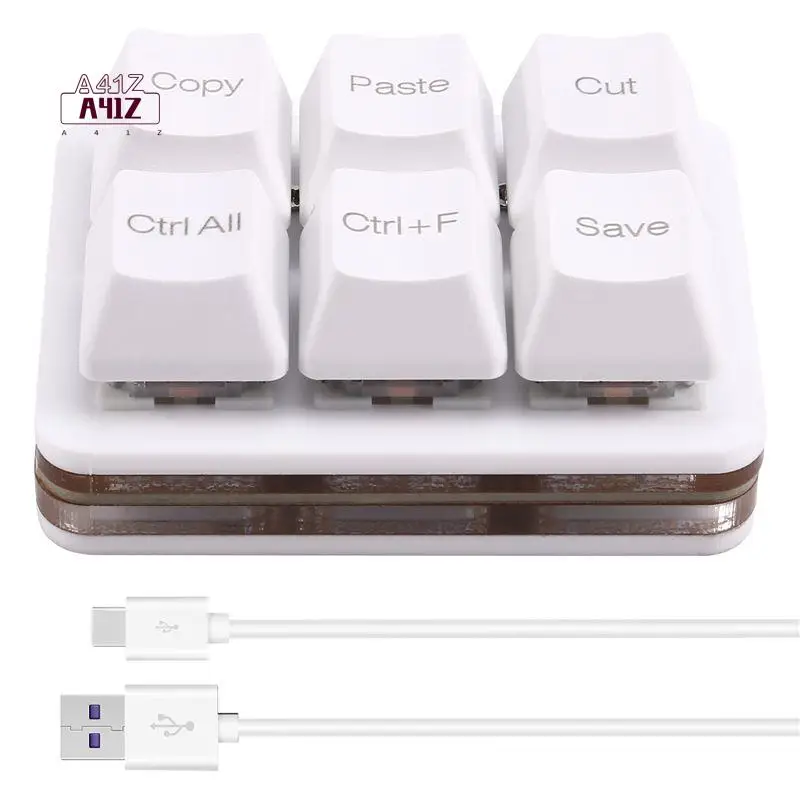 A41Z-6Keys Copy Paste Search Save Cut Keyboard One Handed OSU Keypad Programmable Mechanical Shortcut Macro Keyboard