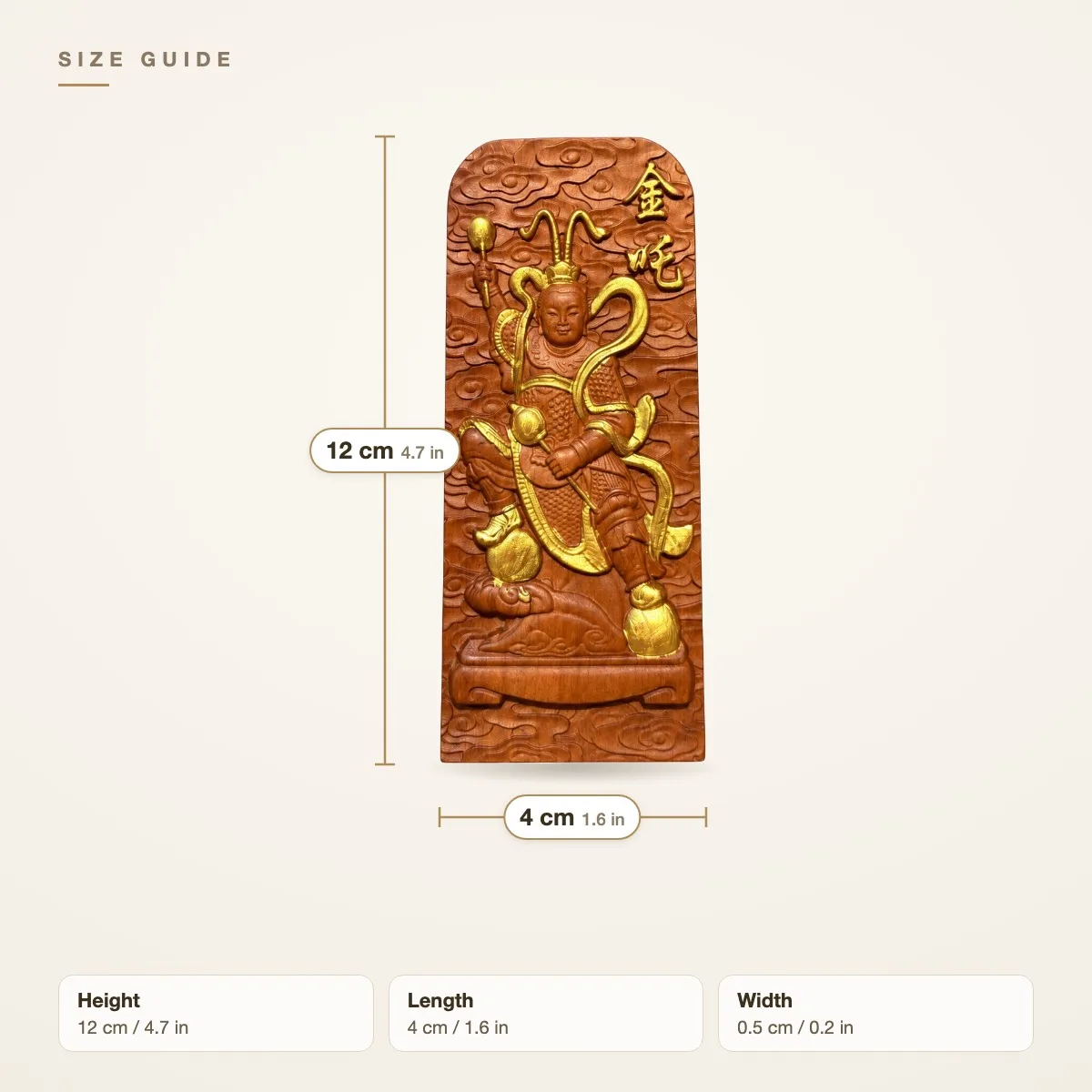 Hand-Carved Struck-by-Lightning Jujube Wood Nezha Prince Taoist Token for Traditional Feng Shui Home Living Room Decor