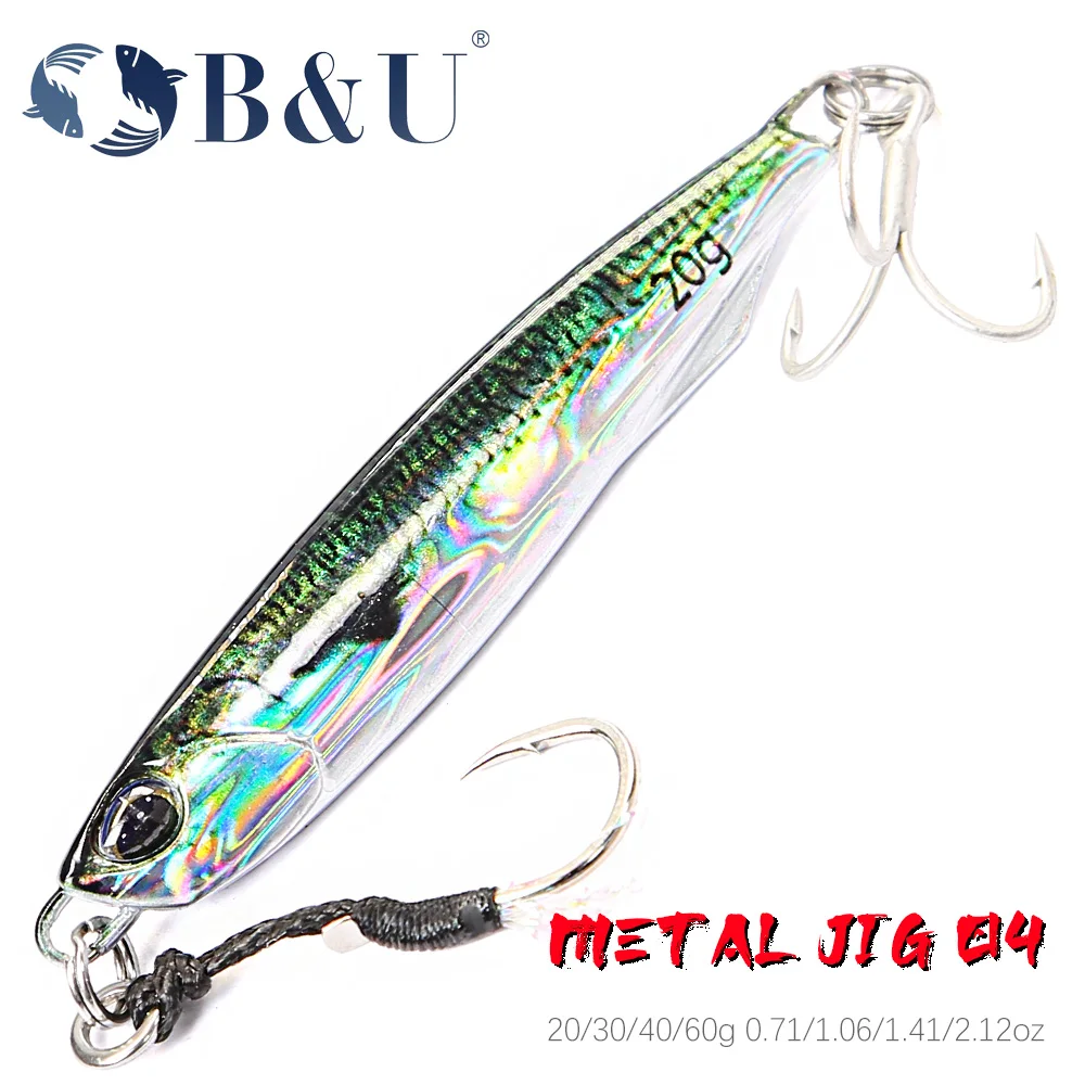 

B&U Metal Jig Jigging Sea Bass Lure Casting Jig Tuna Long Casting Lures Spinning Artificial Bait Spoon Saltwater Fishing