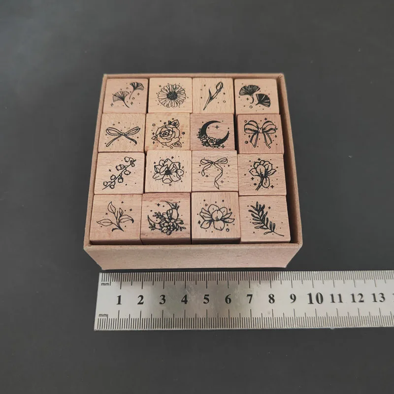 แสตมป์ไม้ลายโบว์ กลีบดอกไม้ ใบไม้ สำหรับงาน DIY ศิลปะปั๊มลาย ใช้สำหรับทำสมุดภาพ การ์ด ตกแต่งสมุดแพลนเนอร์ สมุดบันทึก แสตมป์ธุรกิจ ตราประทับสำนักงาน