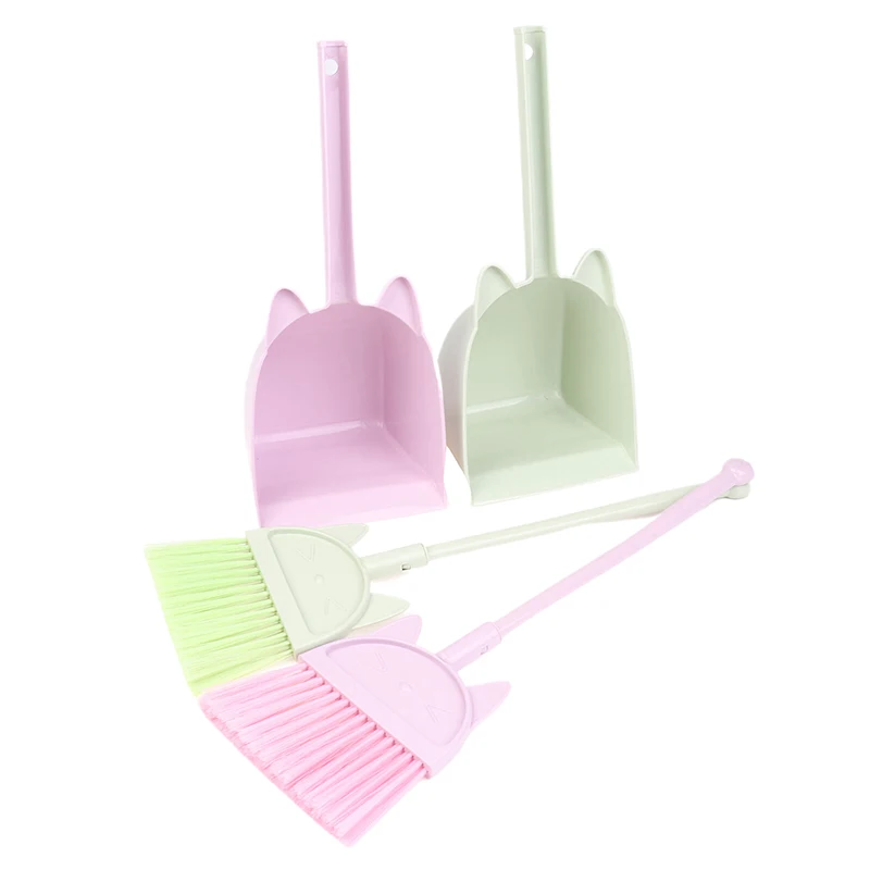 1Set Cartoon Flexible Bristles Kids Pretend Play Toddlers Indoor Outdoor Floor Sweeping Tool Kit Mini Children Broom Dustpan