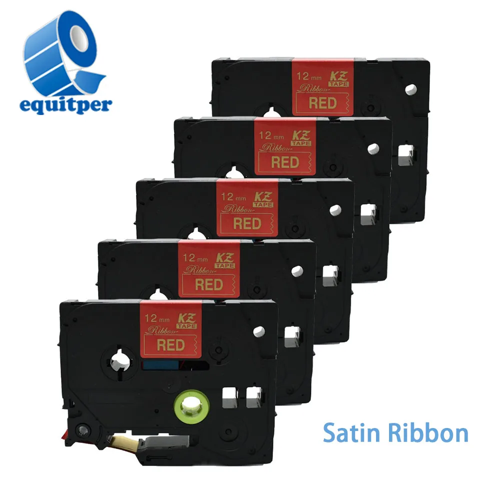 

EQUITPER Satin Ribbon 12mm*4m Gold / Red Label Tape TZe-RW34 For Brother P Touch Printer PT-D200/D600/H110/H200/PT-D210/D200