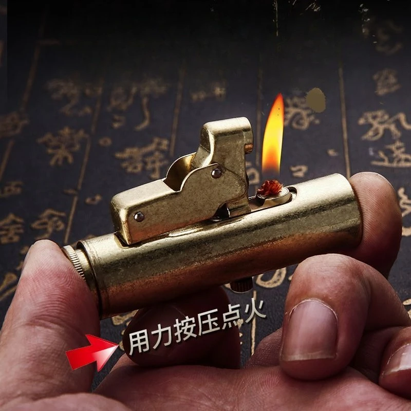 new Retro creative press kowtow fuel lighter, mechanical creative grinding wheel lighter, cigarette accessories, men's gift
