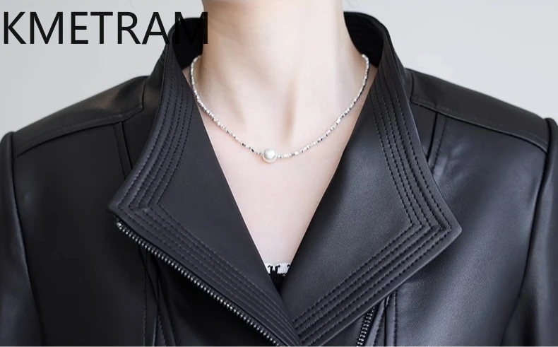 100% giacca di pelle di pecora donna nera corta moto giacche in vera pelle donna novità in capispalla vestiti autunnali 2025 дубл onderка