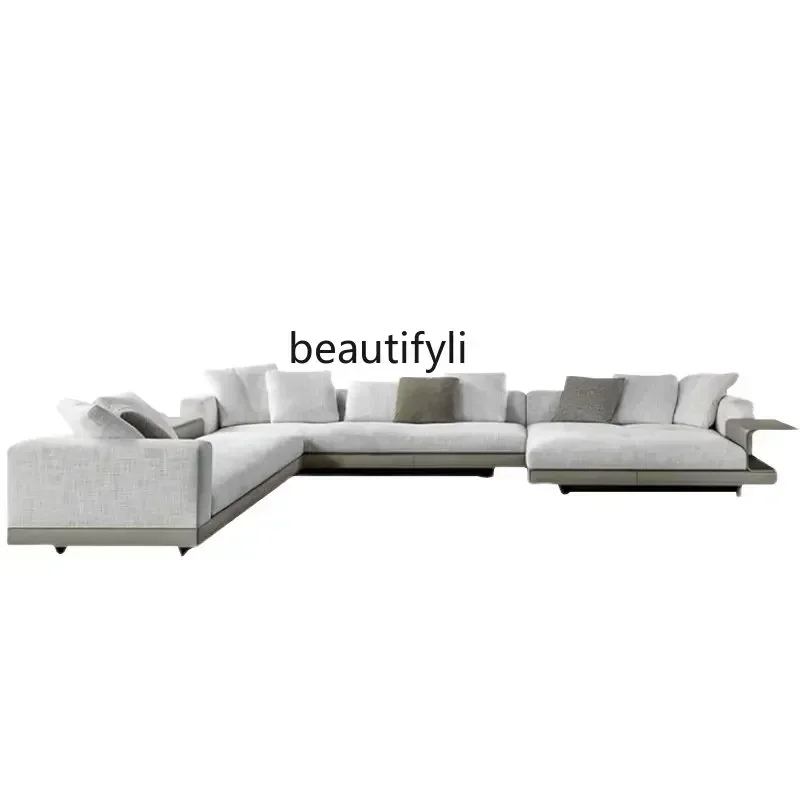 zq Italian Minimalist Fabric Sofa Living Room Large Apartment Corner Sofa for Multi-User Furniture