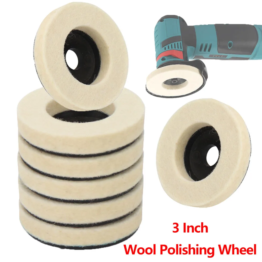 SI FANG 75mm Wool Felt Polishing Pad Wheel for Glass & Stainless Steel Scratch Repair Polisher 2/5/10pcs Set