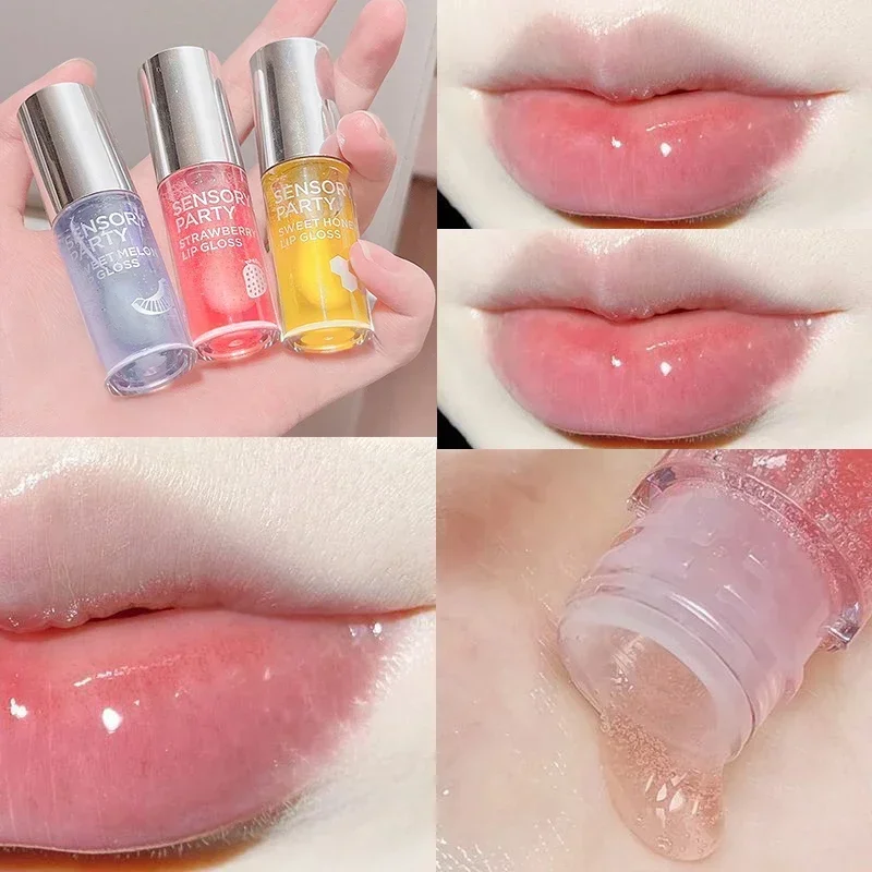 

Crystal Jelly Lip Glaze Lip Oil Fruit Hydrating Plumping Liquid Lipstick Clear Transparen Lip Coat Lips Care Makeup Cosmetics