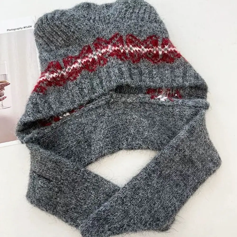 لطيف معرض جزيرة نمط الجاكار محبوك قبعة العرقية نمط مطبوعة آذان الدب بيني الكورية الدافئة محبوك قبعة طقم أربطة عنق الفتيات #2