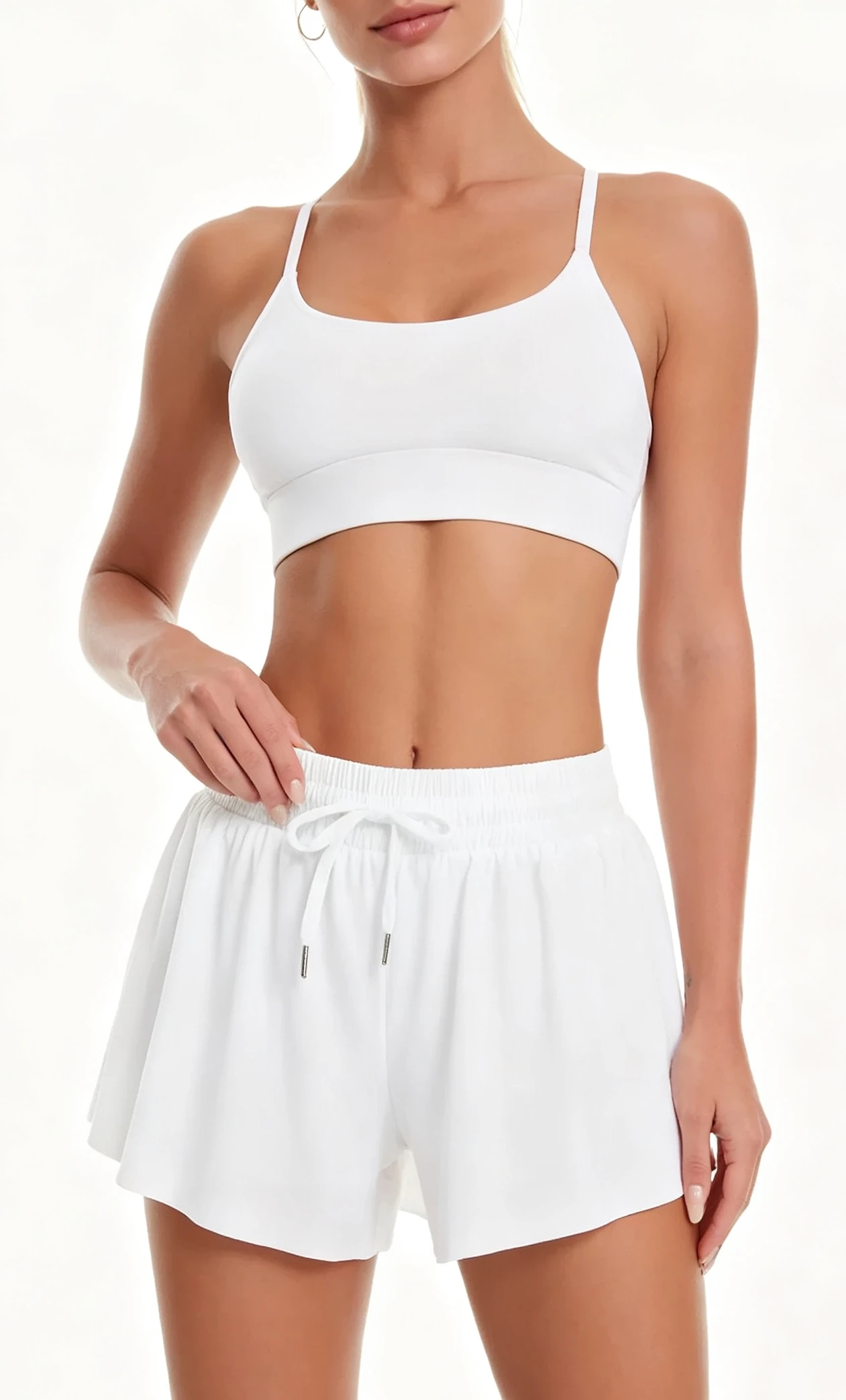 Women's Summer Outdoor Running Culottes Quick-drying Lightweight Drawstring Casual Sports Shorts Anti-light Lining