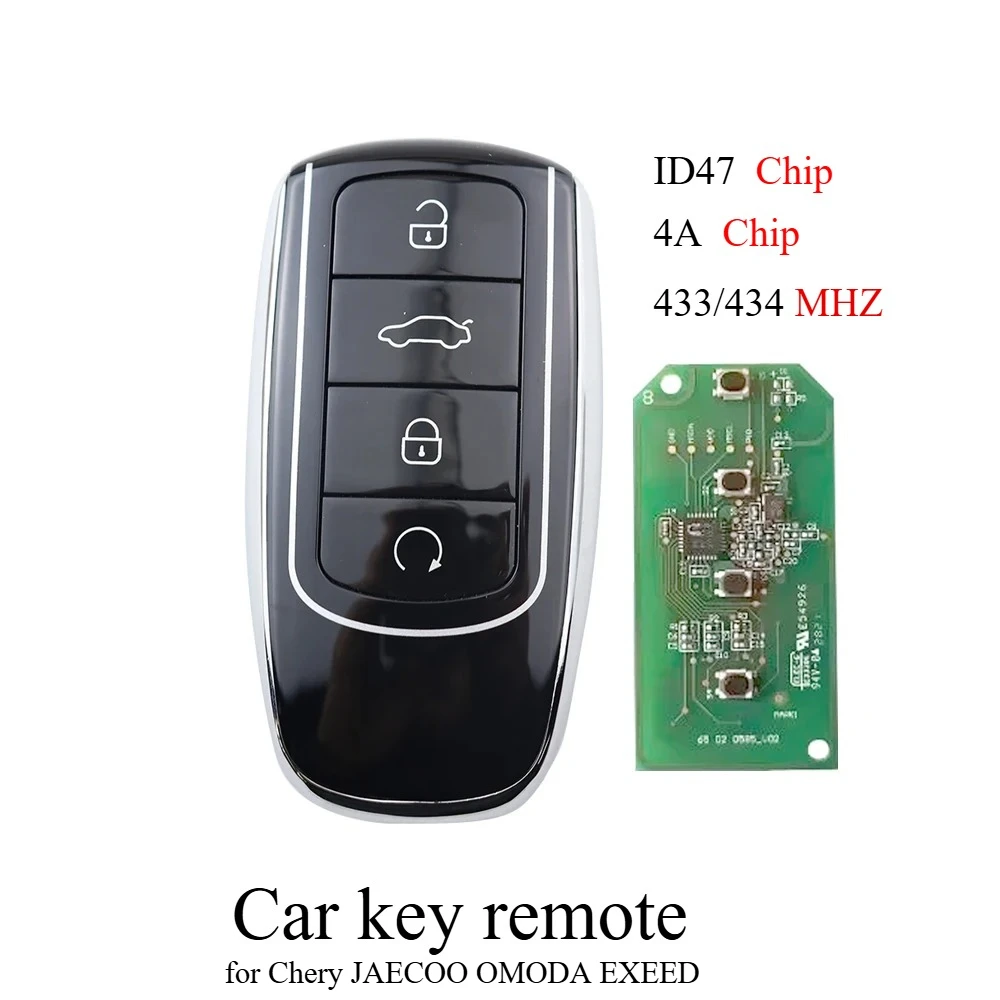 4 Buttons 434MHZ Id47 4A Chip Original Car Key Remote Fob / Car Key Shell for Chery JAECOO OMODA EXEED Tiggo 8 Plus Tiggo8 Pro