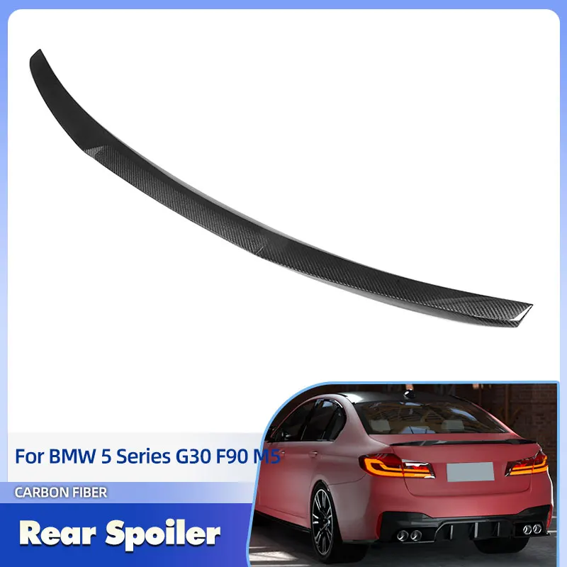 أجنحة سبويلر خلفية للسيارة من ألياف الكربون الكاملة لسيارات BMW 5 Series G30 F90 M5 Sedan 2017-2022 سبويلر خلفي للسباق شفة جناح التمهيد