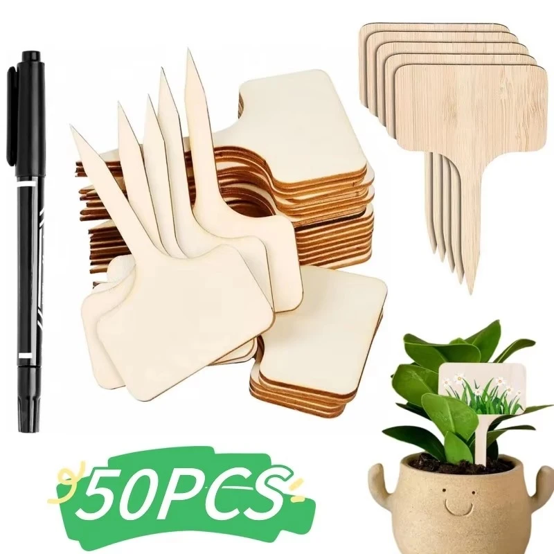 1-6set Plant Labels Plant Tags T-Type Garden Marker For Plants Vegetable Seedlings Name Sign Outdoor Waterproof Handwritten Tags