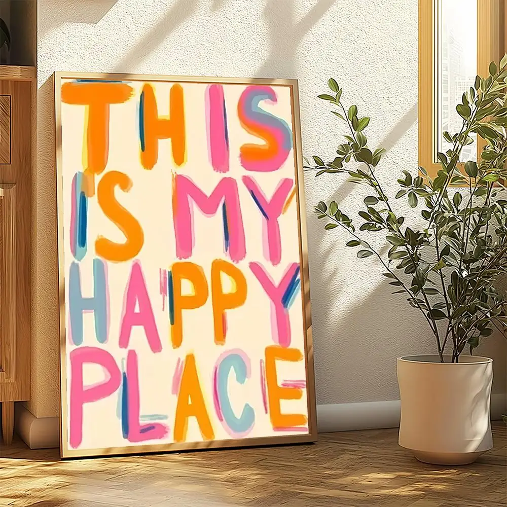 Modernes Wandkunst-Poster mit dem Text „This Is My Happy Place“ – Stilvolles Dekorations-Geschenk für Wohnzimmer, Schlafzimmer und Flur