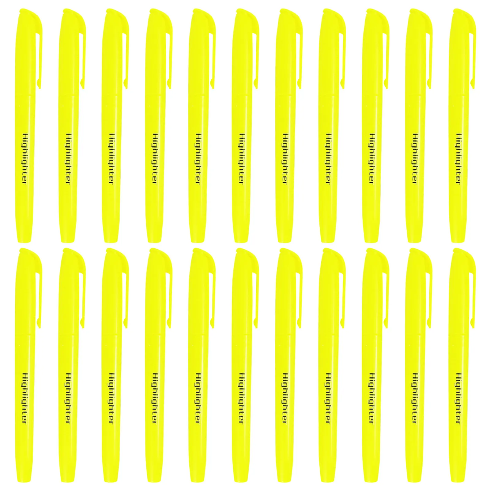 50Pcs Fluorescent Yellow Highlighters Chisel Tip Marker Pen School Study Annotation Reading Highlighter Fluorescent Chisel Pen