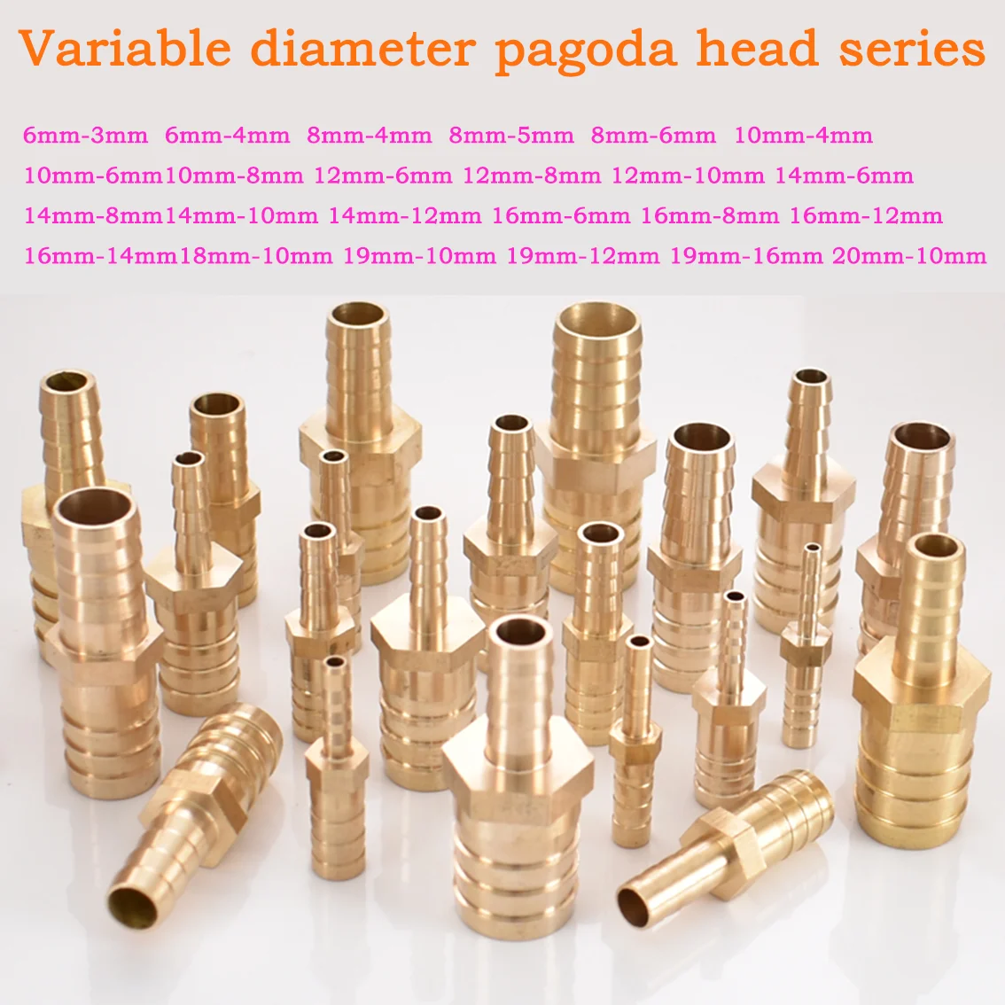 

1-50Pcs Brass Straight Hose Pipe Fitting Equal Barb 6/8/10/12/14/16/18/19/20mm Gas Copper Barbed Coupler Connector Adapter